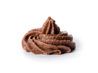 Swirl of chocolate on white background