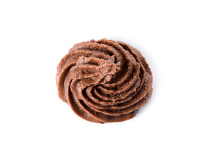 Swirl of chocolate on white background