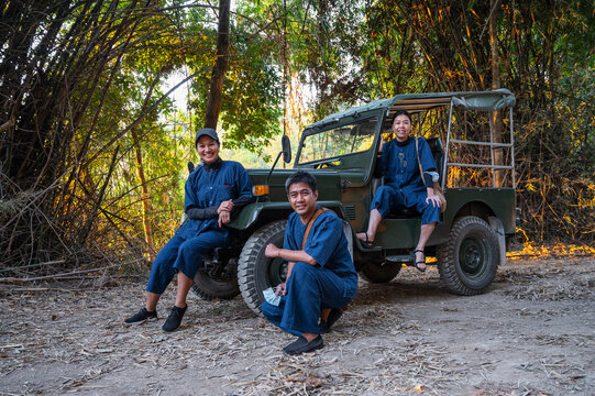 three friends exploring an animal sanctuary in the golden triangle