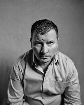 black and white portrait of man