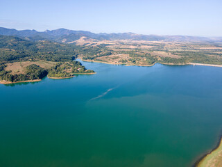 Fototapeta na wymiar Aerial view of Sopot Reservoir, Bulgaria