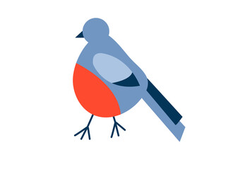 vector bullfinch, bird with a red breast in the style of minimalism, winter decorations