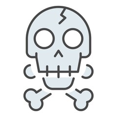 Crack skull bone icon. Outline crack skull bone vector icon color flat isolated on white