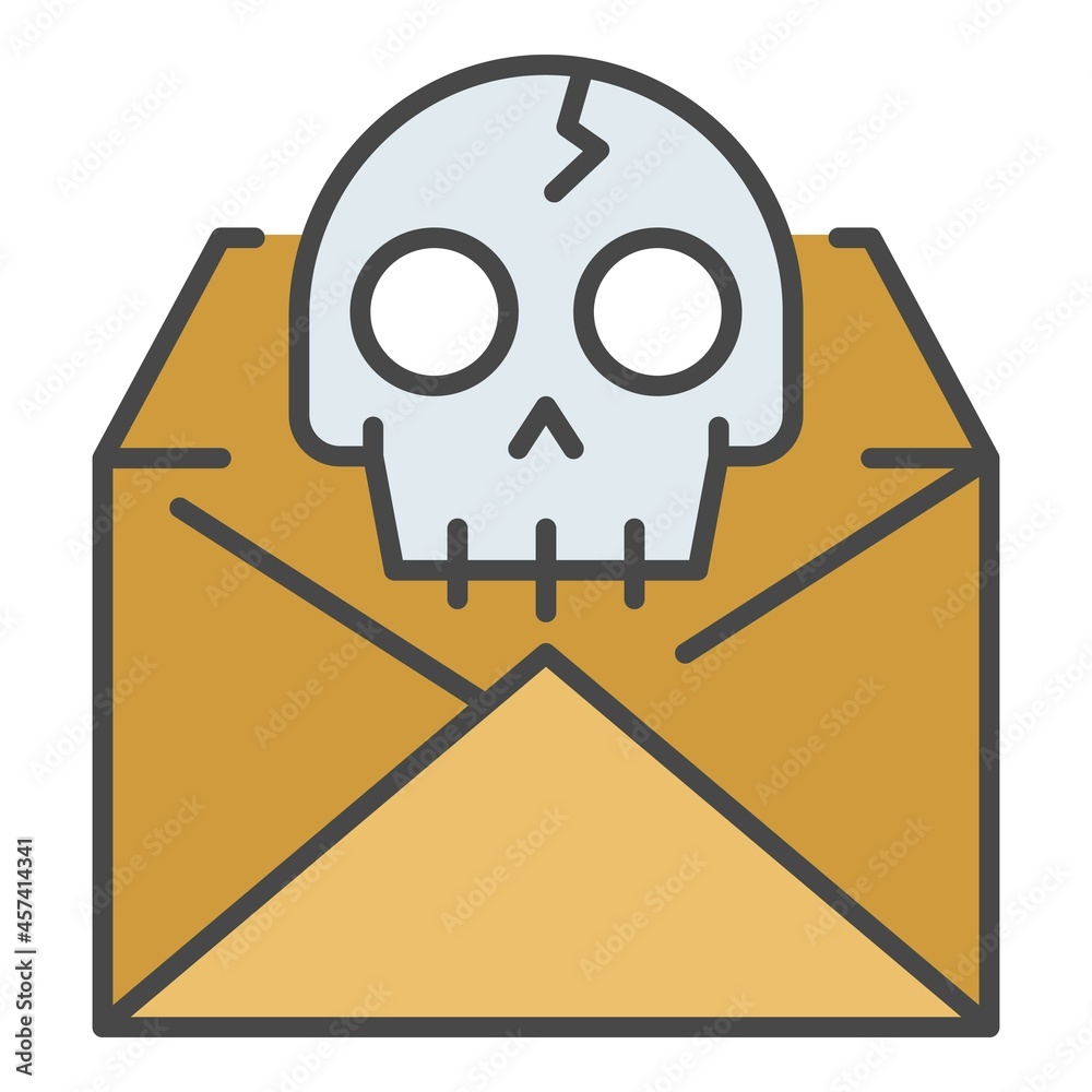 Poster hacking email icon. outline hacking email vector icon color flat isolated on white