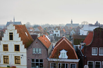View on red roofs of an old Holland town