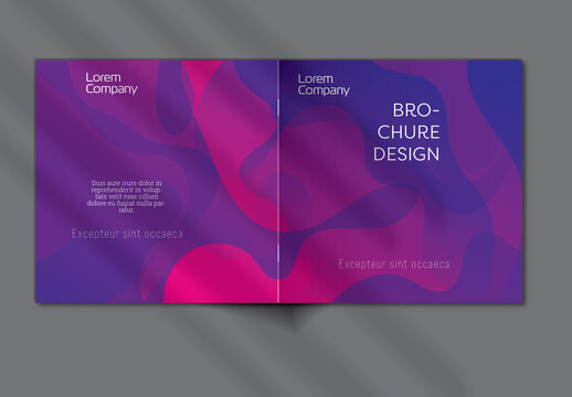 Brochure Cover Layout with Gradient Abstract Wavy Shapes and Lines