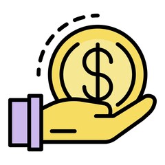 Bribery money fraud icon. Outline bribery money fraud vector icon color flat isolated on white