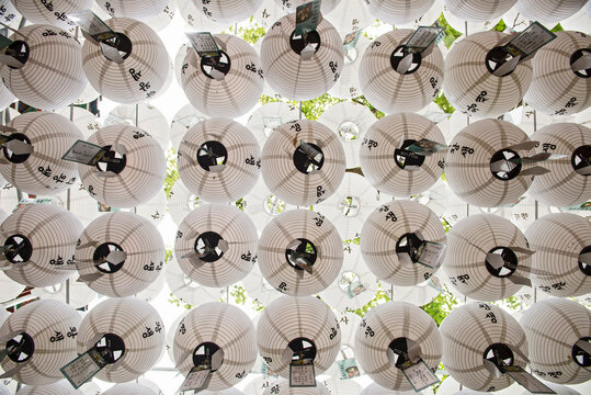 paper lanterns at Bukhansan Temple in Seoul