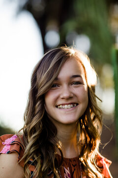 Portrait of 14 Year Old Girl in Desert Garden in San Diego