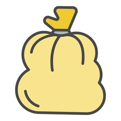 Plastic garbage bag icon. Outline plastic garbage bag vector icon color flat isolated on white