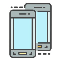 Modern smartphone icon. Outline modern smartphone vector icon color flat isolated on white