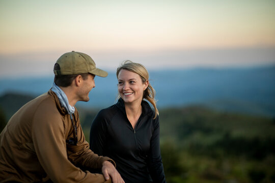 Couple hiking at Mount Rogers in Virginia.