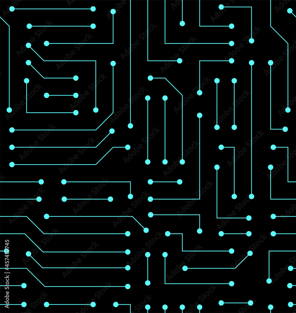 Leinwandbilder Technology background with micro circuit board. Seamless high tech pattern. IT texture. Stock vector illustration.