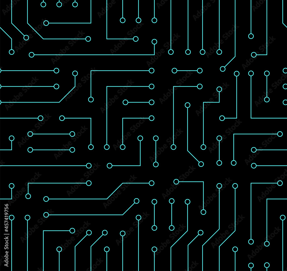 Leinwandbilder Technology background with micro circuit board. Seamless high tech pattern. IT texture. Stock vector illustration.