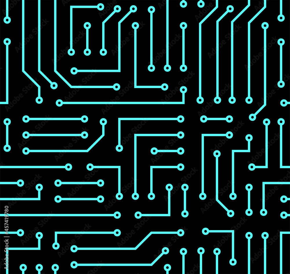 Leinwandbilder Technology background with micro circuit board. Seamless high tech pattern. IT texture. Stock vector illustration.