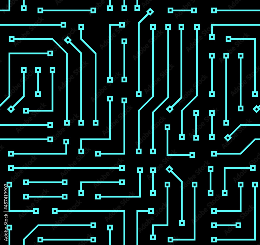 Leinwandbilder Technology background with micro circuit board. Seamless high tech pattern. IT texture. Stock vector illustration.