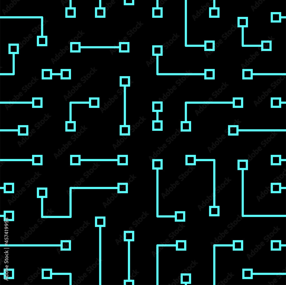 Leinwandbilder Technology background with micro circuit board. Seamless high tech pattern. IT texture. Stock vector illustration.