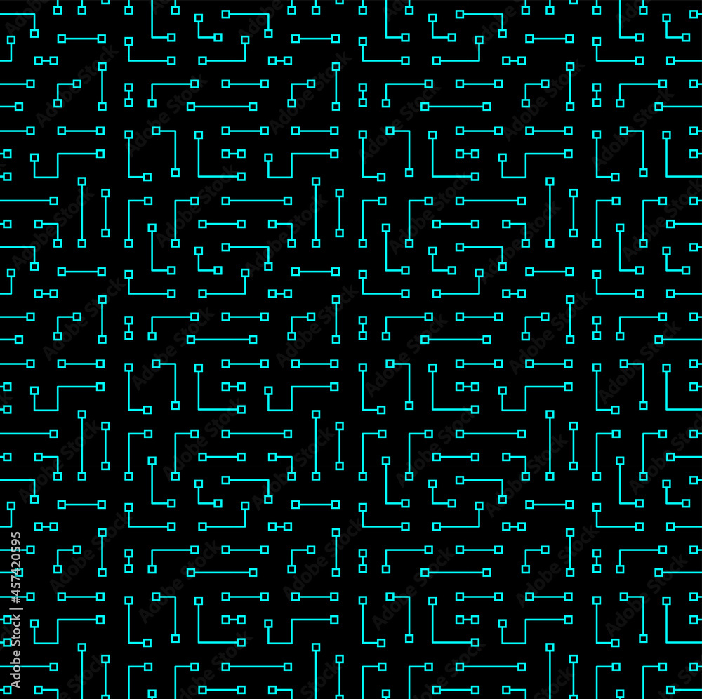 Wall mural high tech seamless vector texture. circuit board pattern in modern technology colors