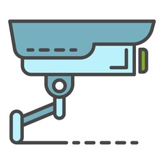Security camera icon. Outline security camera vector icon color flat isolated on white
