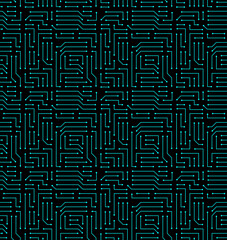 High tech seamless vector texture. Circuit board pattern in modern technology colors