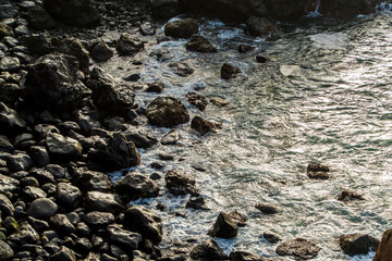 Orilla de una playa en la isla de Tenerife