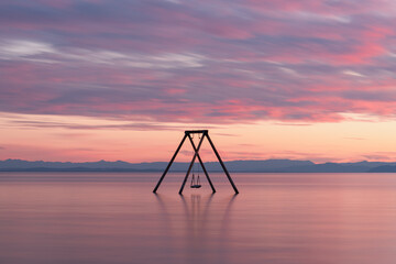 Salton sea lake swing sunset