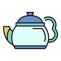 Black teapot icon. Outline black teapot vector icon color flat isolated on white