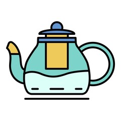 Kitchen teapot icon. Outline kitchen teapot vector icon color flat isolated on white
