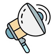 Electric megaphone icon. Outline electric megaphone vector icon color flat isolated on white