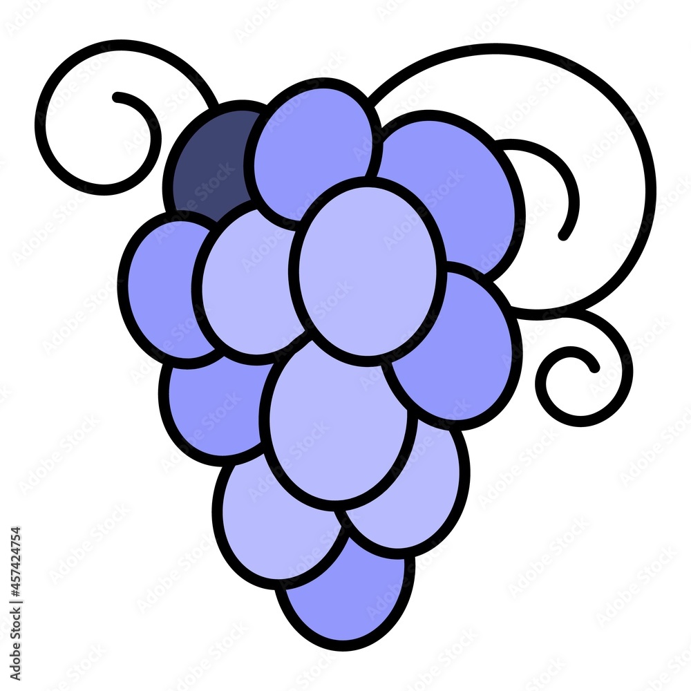 Sticker Autumn grape icon. Outline autumn grape vector icon color flat isolated on white - Stickers