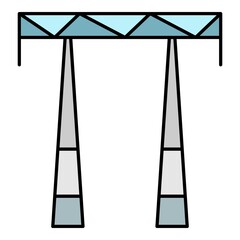 Ac electric tower icon. Outline ac electric tower vector icon color flat isolated on white