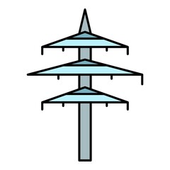 Electric tower supply icon. Outline electric tower supply vector icon color flat isolated on white