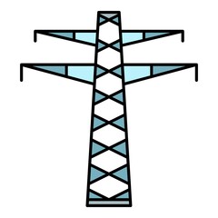 Communication electric tower icon. Outline communication electric tower vector icon color flat isolated on white