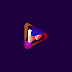 Play Button Logo Gradient Brand For Company