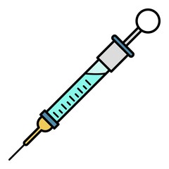 Small syringe icon. Outline small syringe vector icon color flat isolated on white