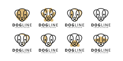 dog head logo with line art style