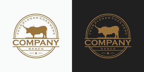 vintage longhorn logo, logo for ranch and farm reference - obrazy, fototapety, plakaty