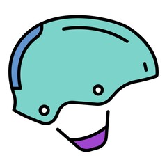 Protection helmet icon. Outline protection helmet vector icon color flat isolated on white