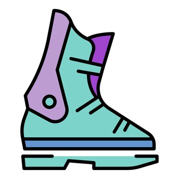 Ski boot icon. Outline ski boot vector icon color flat isolated on white