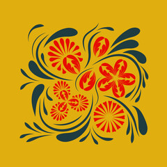 Folk flowers floral art print Flowers abstract art