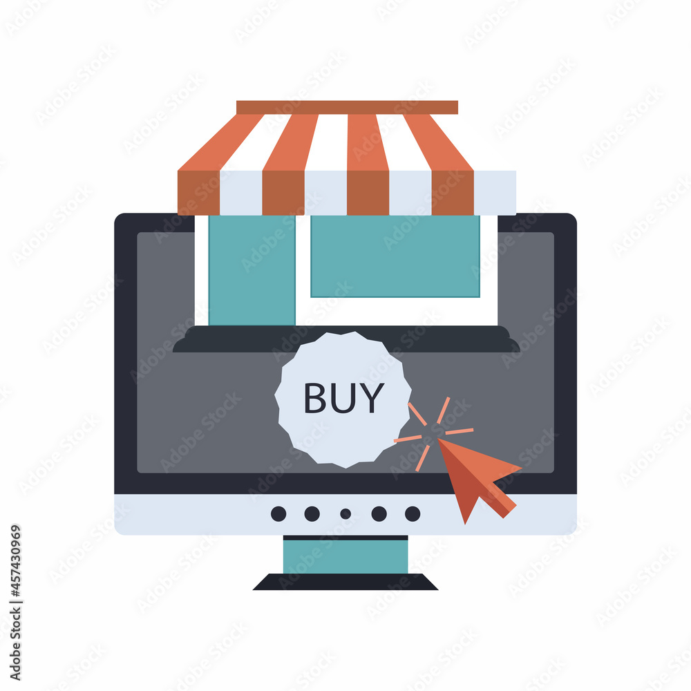 Wall mural on line shopping and payment methods. mobile payments. pay per click and online order. flat vector i