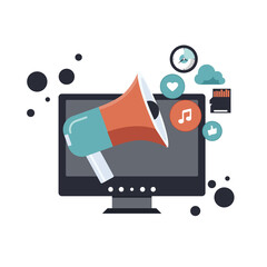 Digital marketing, advertising, promoting concept. Flat vector illustration.