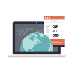 Domain Name Registration Icon. Flat vector illustration