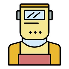 Welder man icon. Outline welder man vector icon color flat isolated on white