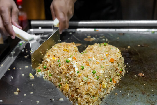 Japanese Hibachi Fried Rice Prepared in the Shape of a Heart.