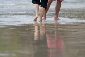 feet walking in water to relax