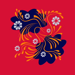 Folk flowers floral art print Flowers abstract art