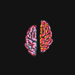 brain image and icon with abstract backround