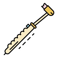 Small toothbrush icon. Outline small toothbrush vector icon color flat isolated on white