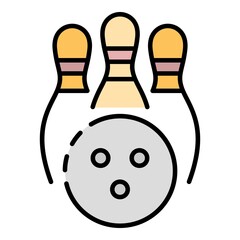 Bowling kegling icon. Outline bowling kegling vector icon color flat isolated on white